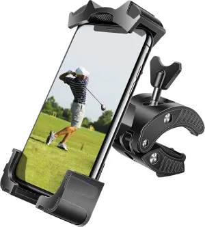 Universal Phone Holder Golf Cart, Phone Mount for Bike, Bicycle, Push Cart, Boat, Car, Stroller, Motorcycle, Fits Most Mobile Smartphones, Adjustable Handlebar Cell Phone Holder Shockproof