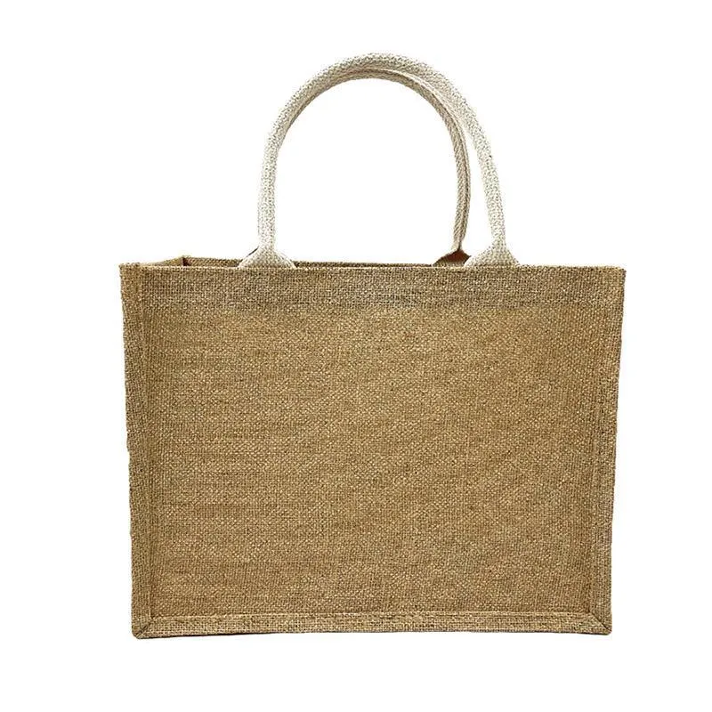 Unprinted Linen Handbag Good Product Companion Gift Linen Hemp Jute Shopping Bag