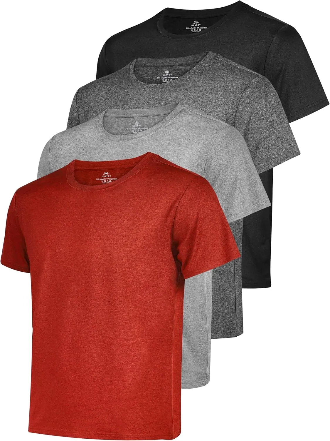 URATOT Men's Workout Shirts Short Sleeve Dry Fit Athletic T-Shirts Moisture Wicking Running Gym Active Lightweight Tee Top