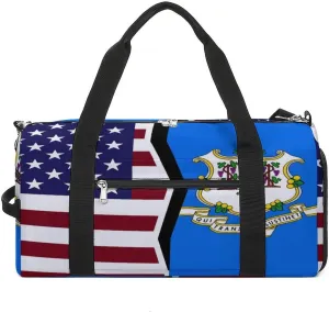 US And Connecticut State Flag Gym Bag-Workout Organizer with Water Resistant Compartments for Gym Lovers