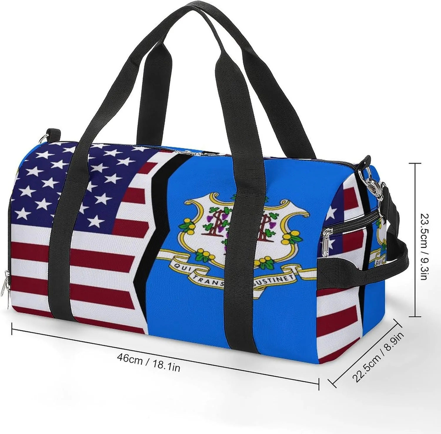 US And Connecticut State Flag Gym Bag-Workout Organizer with Water Resistant Compartments for Gym Lovers