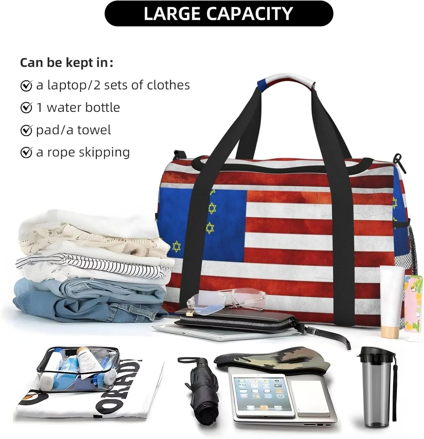 Usa European Union Imperial Flag Travel Duffel Bag Large Foldable Waterproof Overnight Bag For Beach Swim Bags Pool Sports Gym
