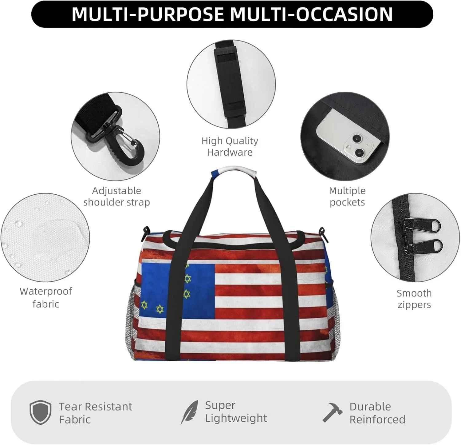 Usa European Union Imperial Flag Travel Duffel Bag Large Foldable Waterproof Overnight Bag For Beach Swim Bags Pool Sports Gym