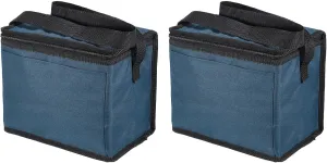 uxcell 2pcs Insulated Reusable Grocery Bags with Zippers, Collapsible Cooler Bags Washable Food Shopping Bags for Hot/Cold Food Groceries Travel Beach (Blue, 9.8"x5.9"x7.9")