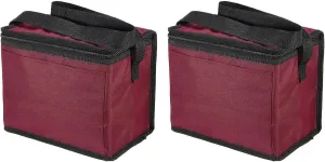 uxcell 2pcs Insulated Reusable Grocery Bags with Zippers, Collapsible Cooler Bags Washable Food Shopping Bags for Hot/Cold Food Groceries Travel Beach (Red, 9.8"x5.9"x7.9")