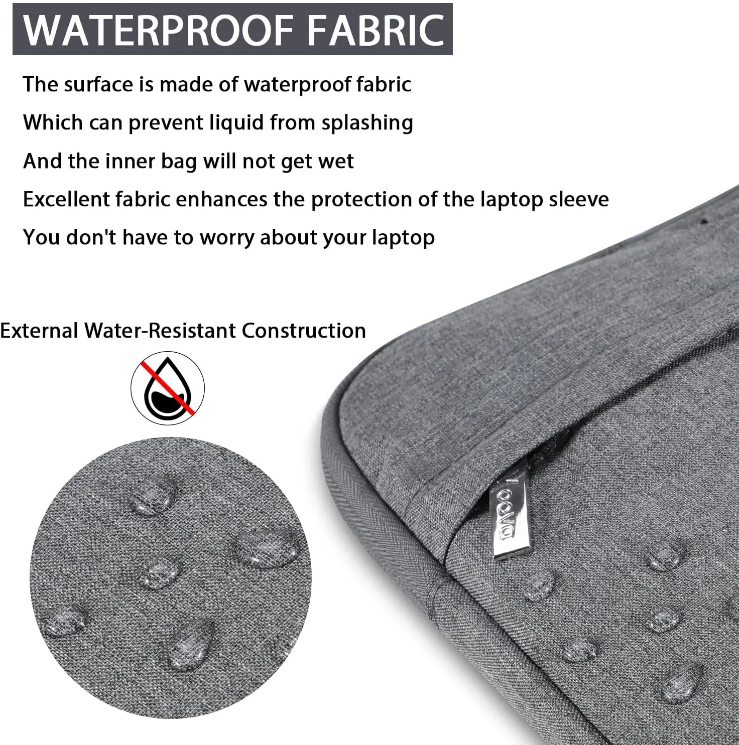 V Voova Laptop Bag 13-14 inch with Shoulder Strap & Handle, Waterproof Laptop Case Sleeve Compatible with 13-14” MacBook Air/MacBook Pro, Slim Briefcase Computer Cover for Men Women, Grey