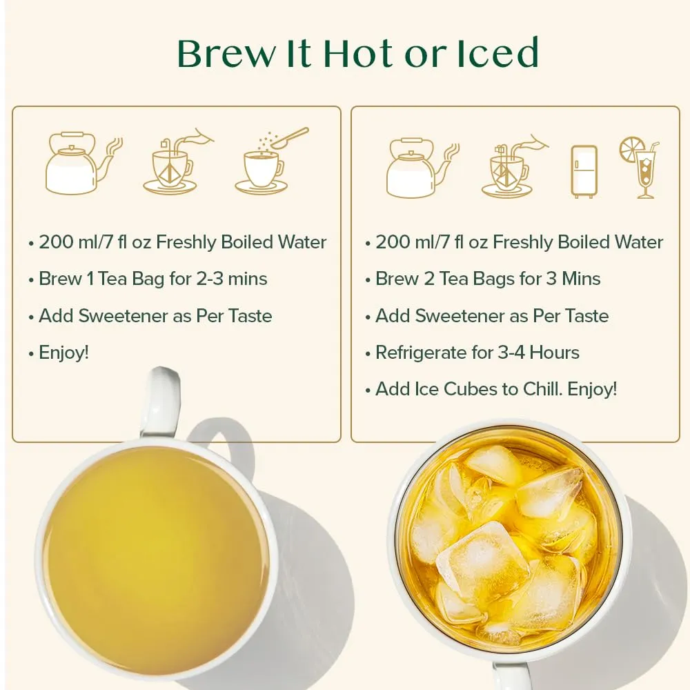 VAHDAM, Chamomile Mint Citrus Green Tea Bags (100 Count) Low Caffeine, Non GMO, Gluten Free | Sweet & Floral | Resealable Ziplock Pouch | Chamomile Tea Bags