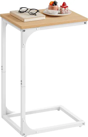 VASAGLE C-Shaped End Table, Small Side Table for Couch, Sofa Table with Metal Frame for Living Room, Bedroom, Bedside, Almond Yellow and Cloud White