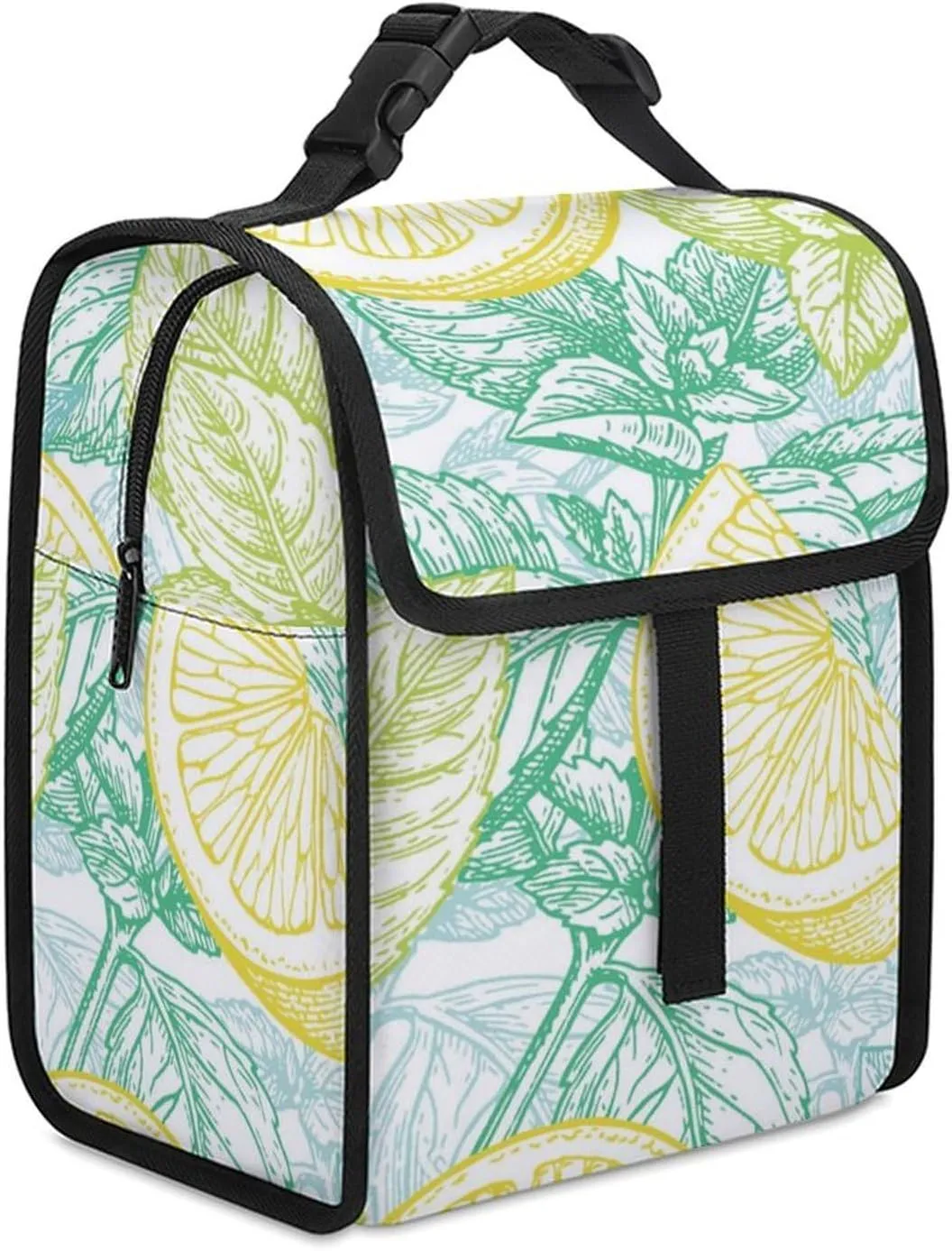 Vegan Lemon Fruit Insulated Lunch Cooler Bag Waterproof Lunch Box for Work Picnic Or Travel