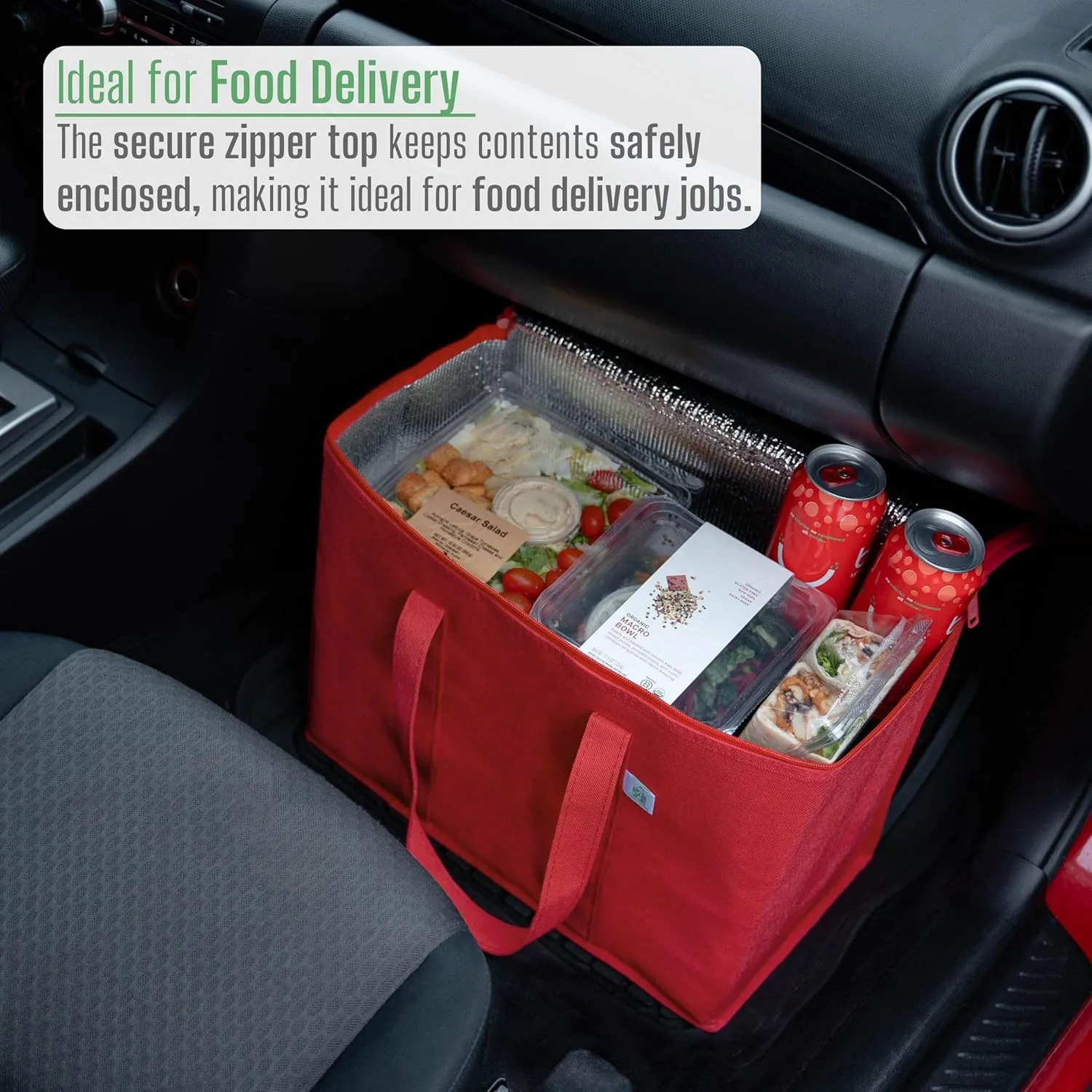 VENO 3 Pack Cooler Bag and Insulated Grocery Bags for Food Delivery, Collapsible Cooler, Reusable Shopping Bags for Groceries with Zipper, Foldable, Heavy-Duty, Stands Upright (Red, 3 Pack)