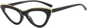 VENOAL TR Cat's Eye Reading Glasses Anti-Eye Strain Reading Glasses Blue Shade Plain Glasses Eyeglasses Computer Reader (Color : Black, Size :  0.00)