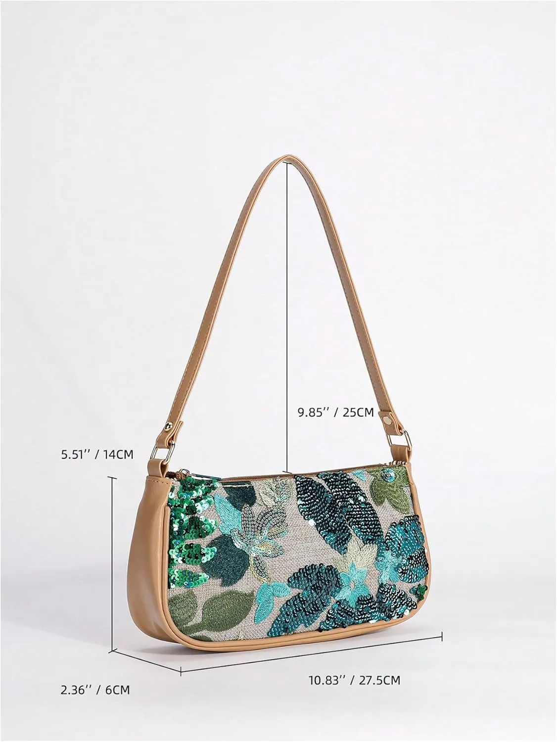 Verdusa Women's Floral Square Sequin Bag Top Handle Underarm Shoulder Handbags