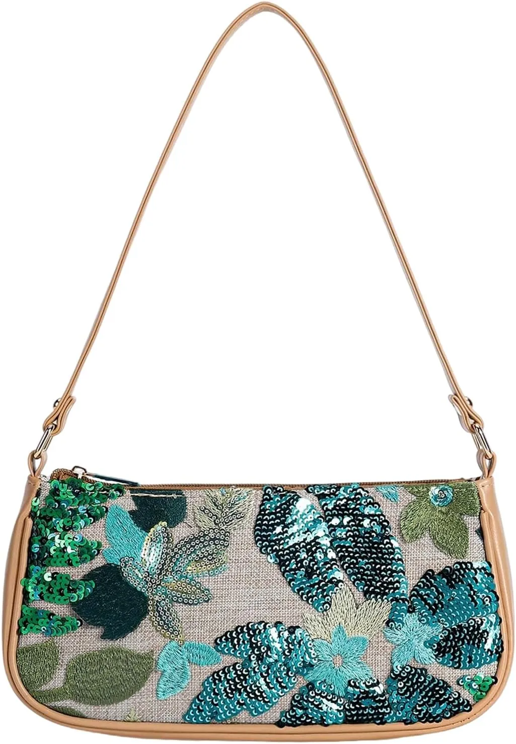 Verdusa Women's Floral Square Sequin Bag Top Handle Underarm Shoulder Handbags