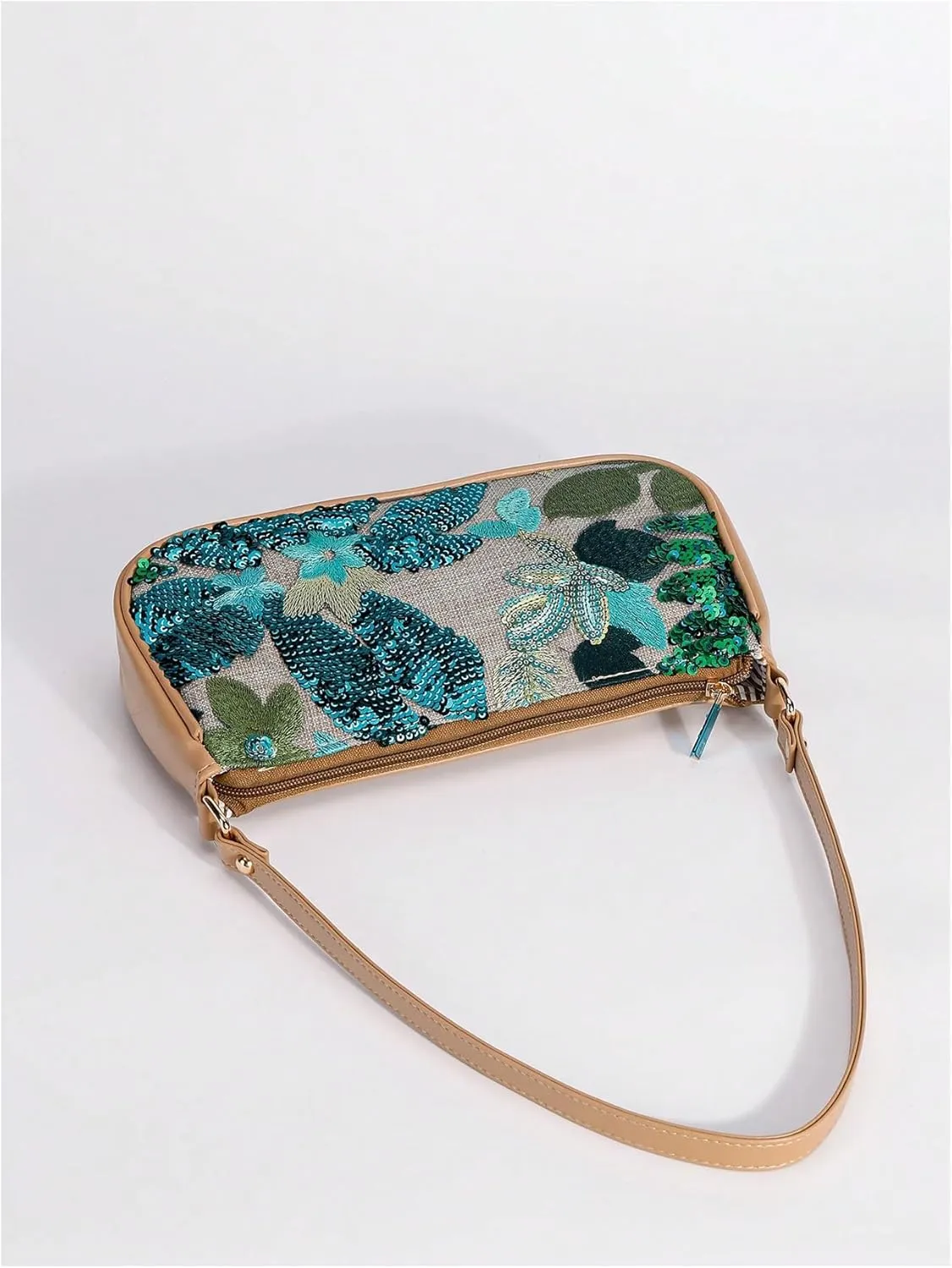 Verdusa Women's Floral Square Sequin Bag Top Handle Underarm Shoulder Handbags