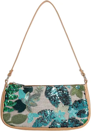 Verdusa Women's Floral Square Sequin Bag Top Handle Underarm Shoulder Handbags