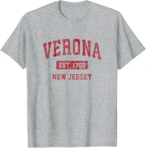 Verona New Jersey NJ Vintage Sports Design Red Design T-Shirt