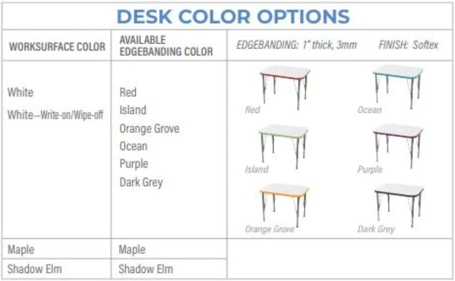 Versa Desk Adjustable Height Kids Table, Large Rectangular Child Desk for School Classroom, Tall Size (White/Midnight Velvet, 21-30" H)