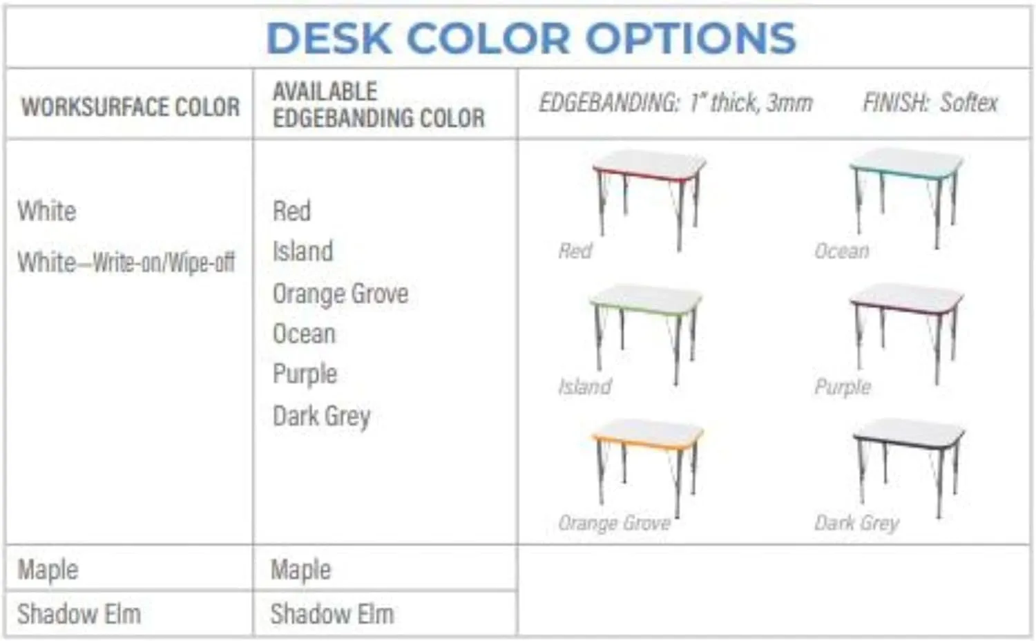 Versa Desk Adjustable Height Kids Table, Large Rectangular Child Desk for School Classroom, Tall Size (White/Midnight Velvet, 21-30" H)