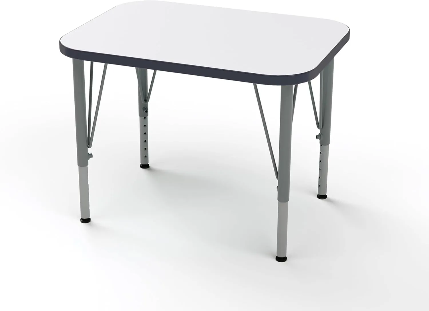 Versa Desk Adjustable Height Kids Table, Large Rectangular Child Desk for School Classroom, Tall Size (White/Midnight Velvet, 21-30" H)
