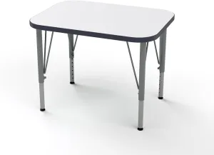 Versa Desk Adjustable Height Kids Table, Large Rectangular Child Desk for School Classroom, Tall Size (White/Midnight Velvet, 21-30" H)