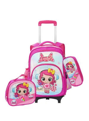 Versatile 3-Piece School Bag Set: Backpack with Trolley, Lunch Box, and Pencil Case