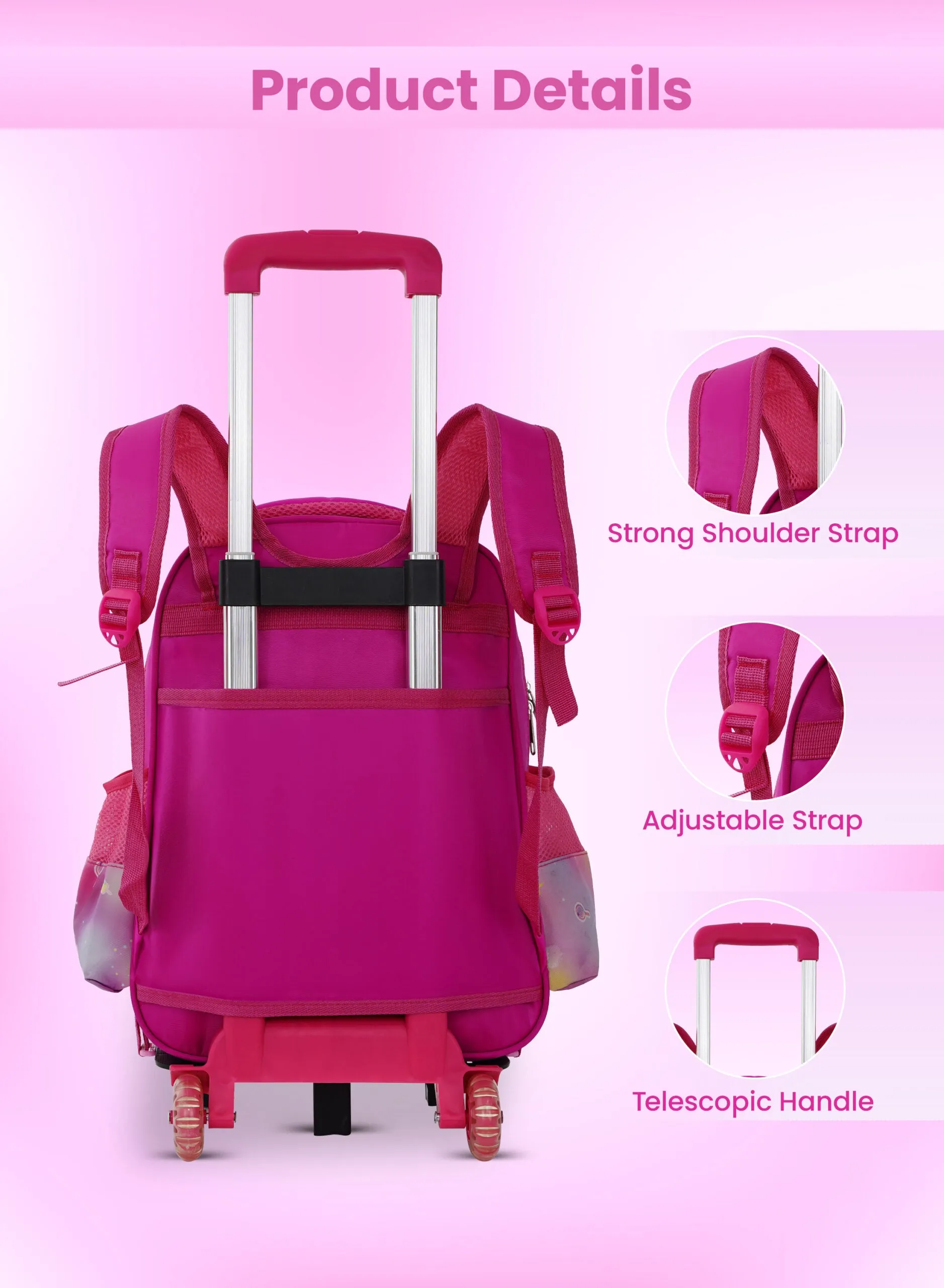 Versatile 3-Piece School Bag Set: Backpack with Trolley, Lunch Box, and Pencil Case