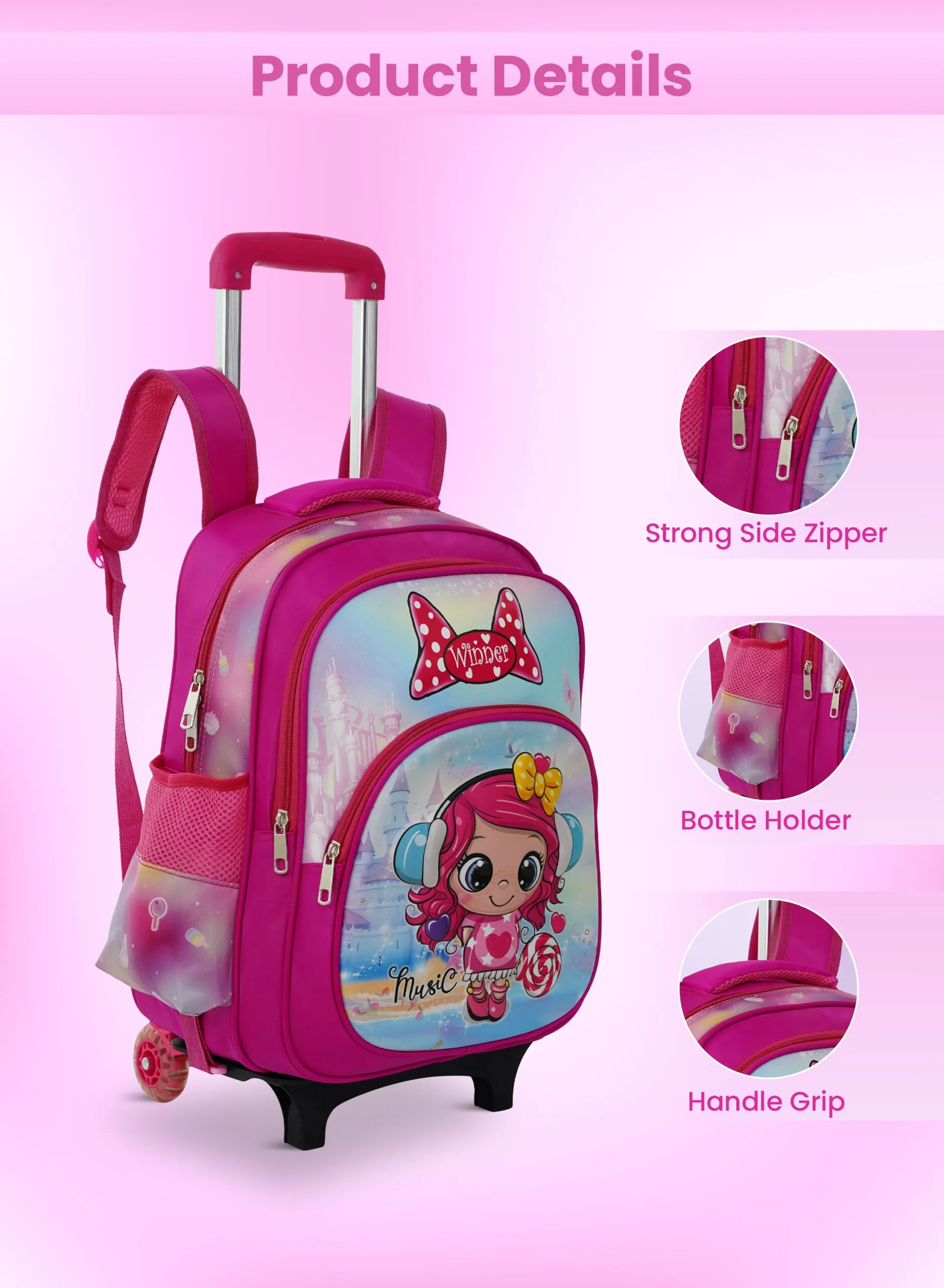 Versatile 3-Piece School Bag Set: Backpack with Trolley, Lunch Box, and Pencil Case