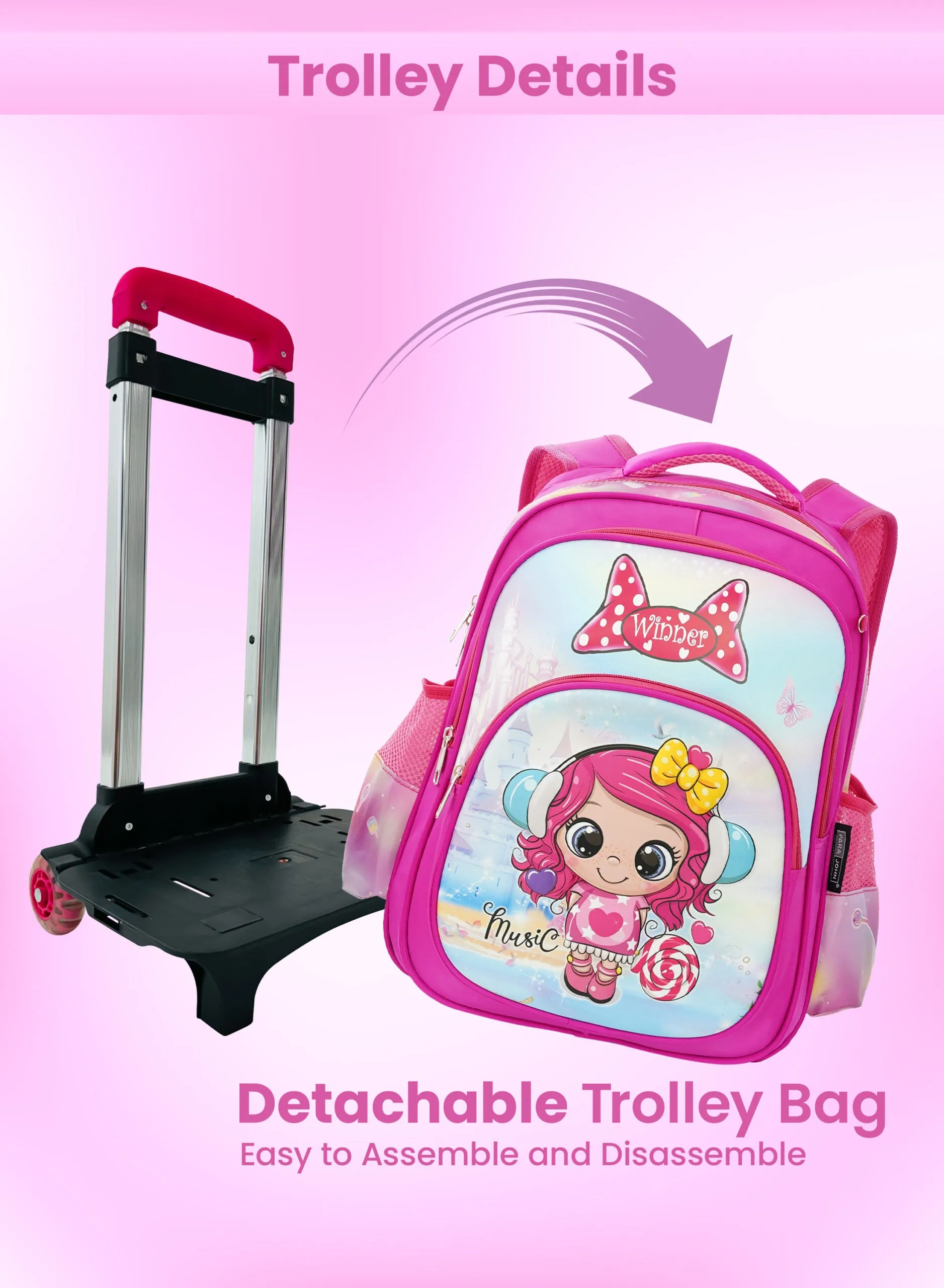 Versatile 3-Piece School Bag Set: Backpack with Trolley, Lunch Box, and Pencil Case