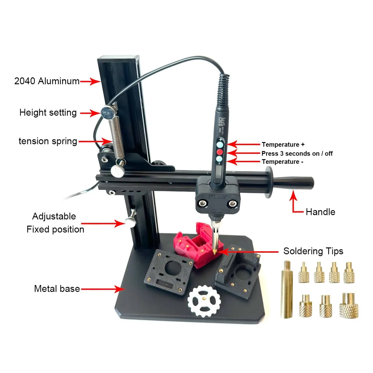 Vertical Heat Pressing Machine,Heat Set Insert Tool,Brass Inserts 3D Printing,Heat Set Insert tip for Thread Knurled Nut M2/M3/M4/M5/M6(1/4)/M8
