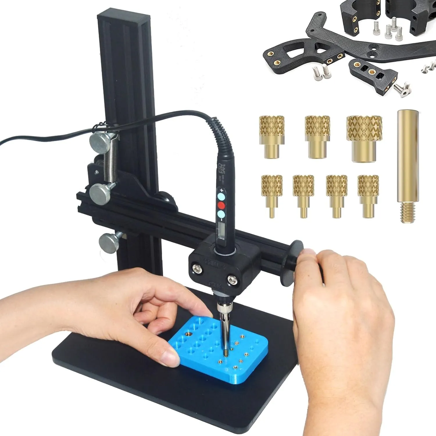 Vertical Heat Pressing Machine,Heat Set Insert Tool,Brass Inserts 3D Printing,Heat Set Insert tip for Thread Knurled Nut M2/M3/M4/M5/M6(1/4)/M8