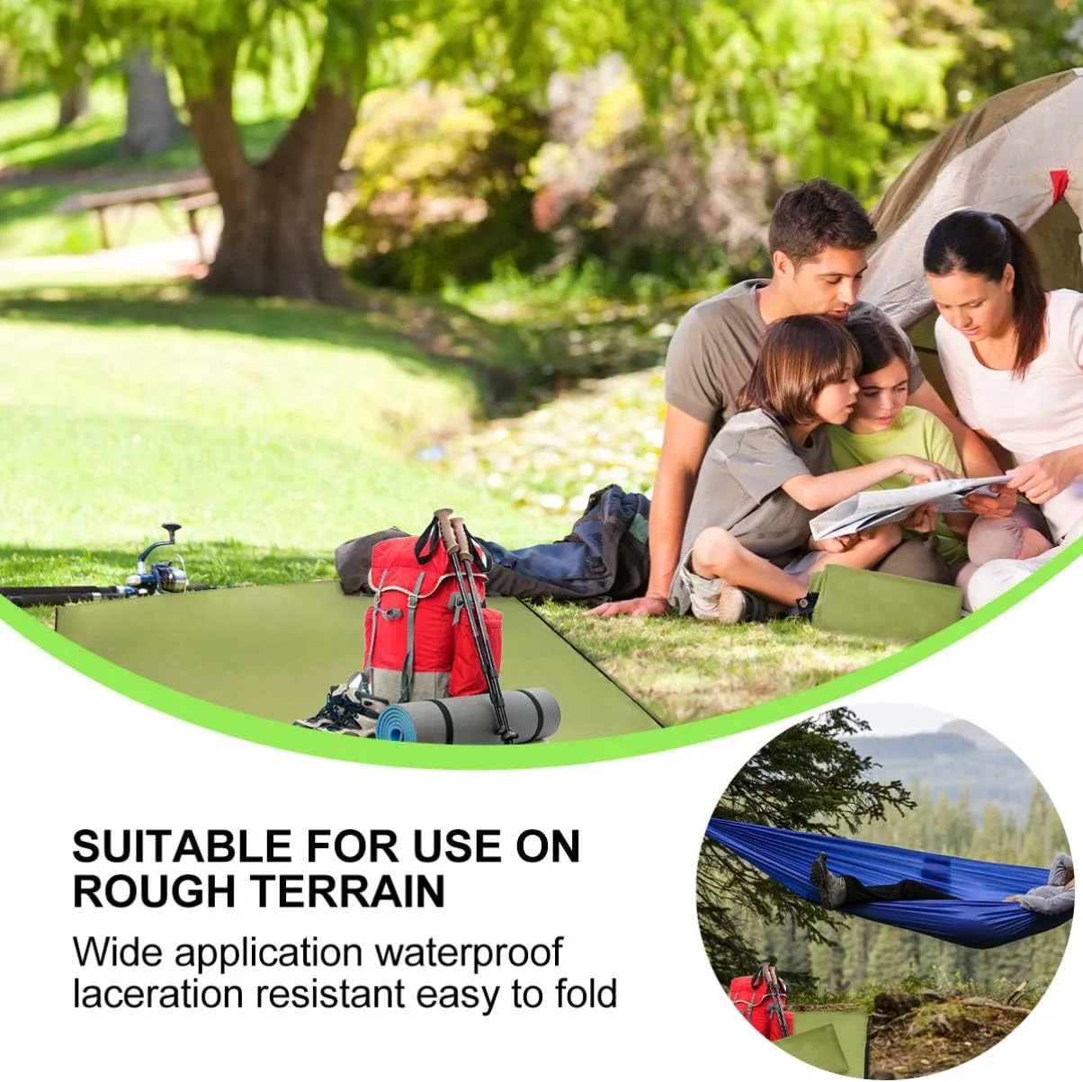 VICASKY 1Pc Sand Free Beach Mat Oxford Cloth Blanket Camping Beach Lawns Hiking Outdoor Moisture- Proof Pad Water- Proof Rug (Green, 210x150cm)