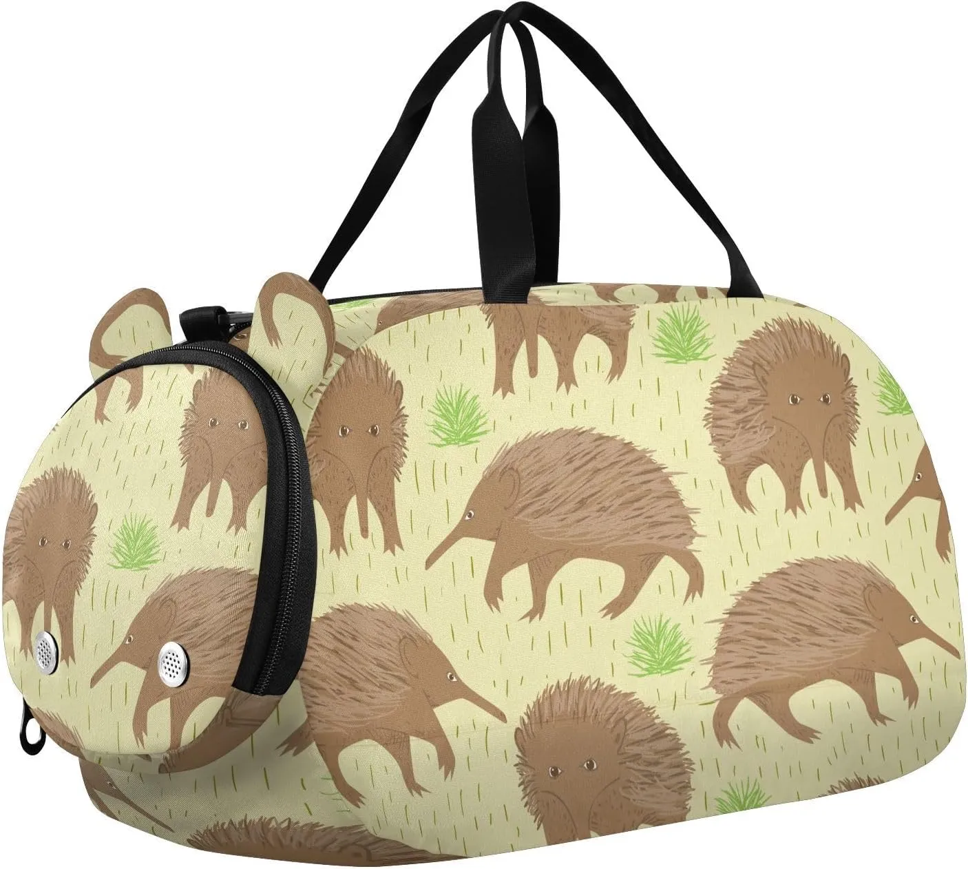 VIGTRO Australian Echidna Cartoon Kids Overnight Travel Duffel Bag Sport Gym Bag for Boys Girls with Shoe Compartment, Carry On Weekender Luggage Bag for Dance Swim Yoga