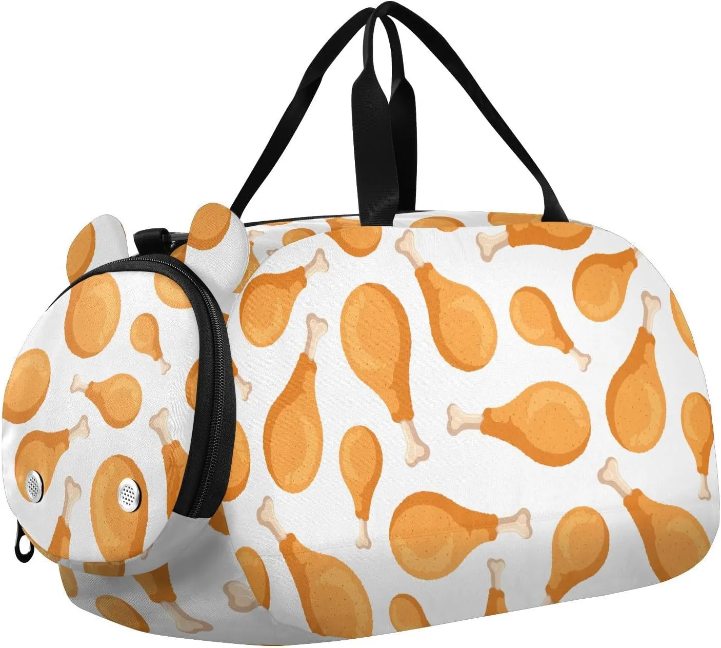 VIGTRO Fried Crispy Chicken Legs Kids Overnight Travel Duffel Bag Sport Gym Bag for Boys Girls with Shoe Compartment, Carry On Weekender Luggage Bag for Dance Swim Yoga