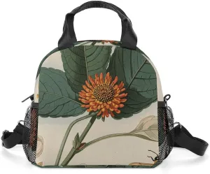 Vintage Botanical Bee Illustration Insulated Lunch Bag Portable Lunch Box Tote Cooler Bags Lunchbox For Travel Picnic Work