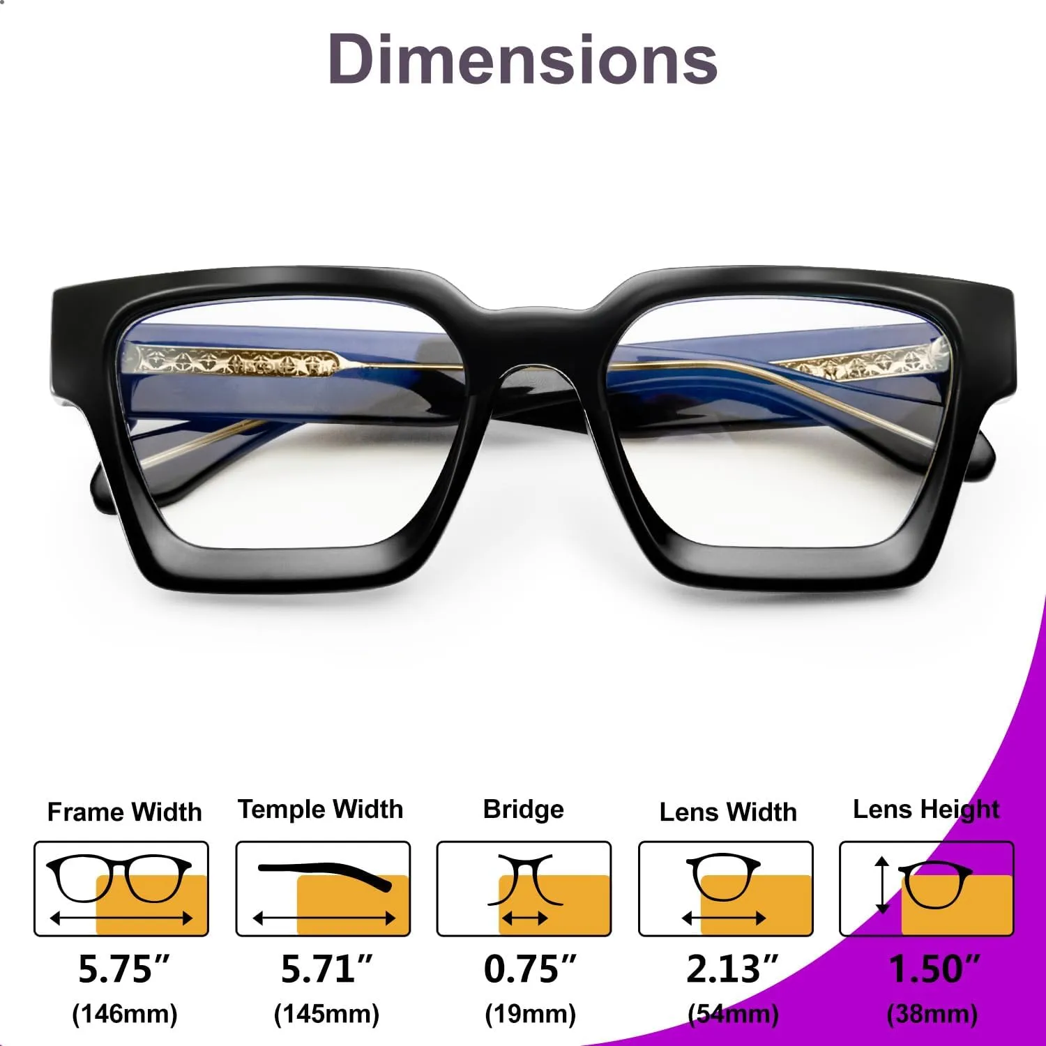 VISOONE Enhanced Version Rectangle Chic Preppy Look Blue Light Blocking Glasses for Women Men RIVER-LIGHTER
