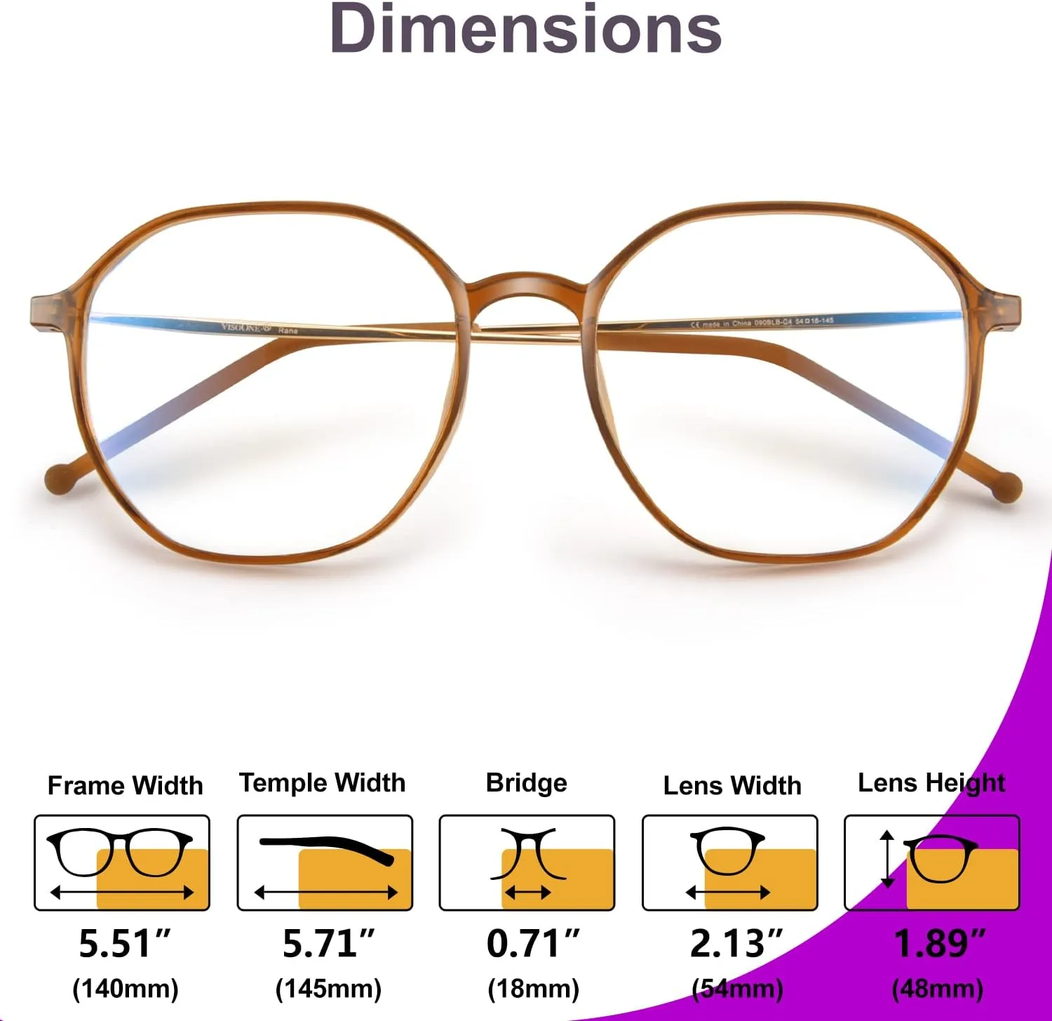 VISOONE Lightweight TR90 Blue Light Blocking Glasses Frame with Anti Glare Eye Protection for Women and Men RANE