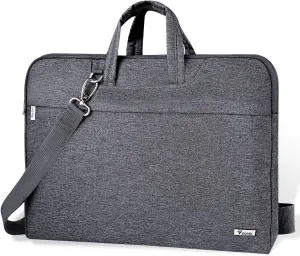 Voova Laptop Bag 17 17.3 Inch Water-resistant Laptop Sleeve Case with Shoulder Straps & Handle, Computer Case Cover Slim Briefcase Compatible with 17-18” Hp Dell Asus Acer, Grey