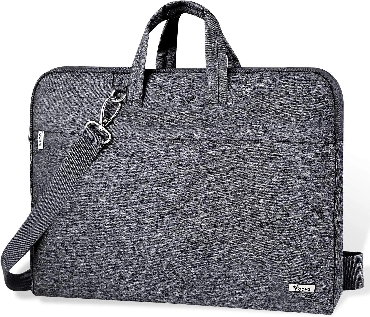 Voova Laptop Bag 17 17.3 Inch Water-resistant Laptop Sleeve Case with Shoulder Straps & Handle, Computer Case Cover Slim Briefcase Compatible with 17-18” Hp Dell Asus Acer, Grey