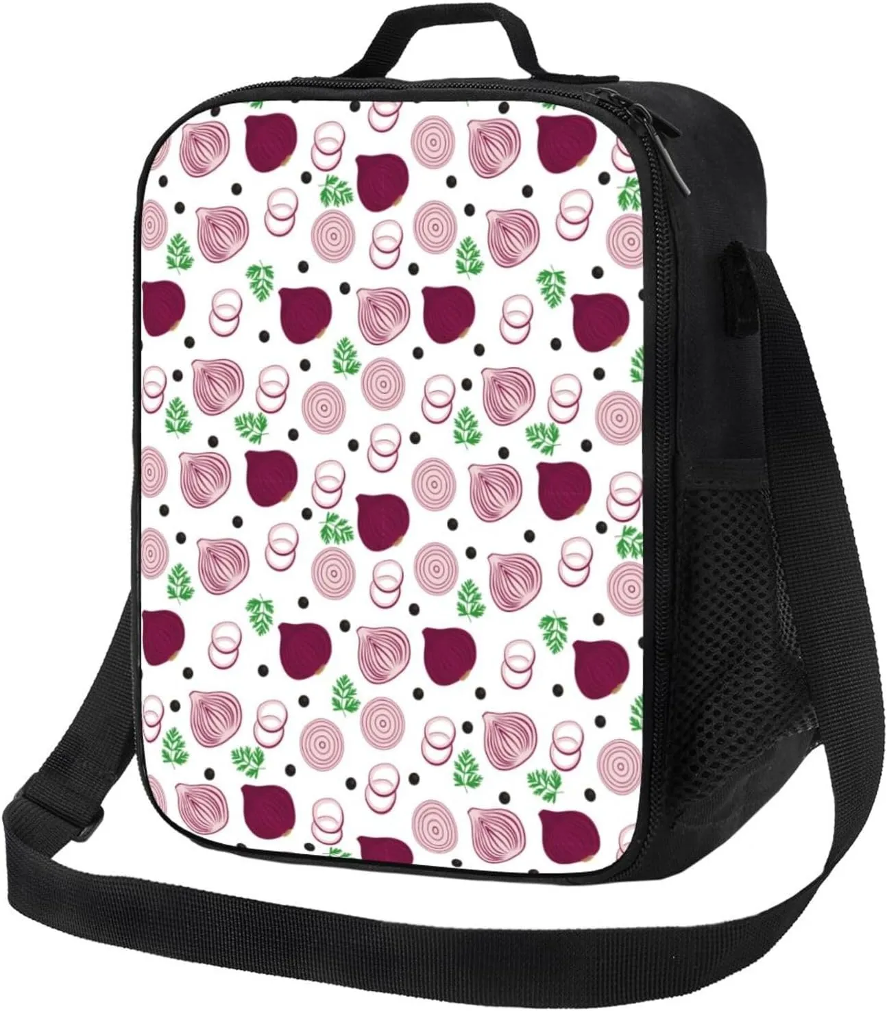 VOSERY Insulated Lunch Bag for Women Men, Reusable Lunch Box Tote Bag for Work Travel, Onion cute print Large Capacity Cooler Bag Lunch Bag