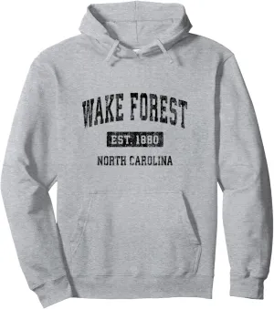 Wake Forest North Carolina NC Vintage Sports Design Black De Pullover Hoodie