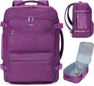 WANDF Travel Backpack For Spirit Airlines Personal Item Bag 18x14x8 with Wet Pocket, 17 Inch Laptop Backpack for Men Women (Deep purple)