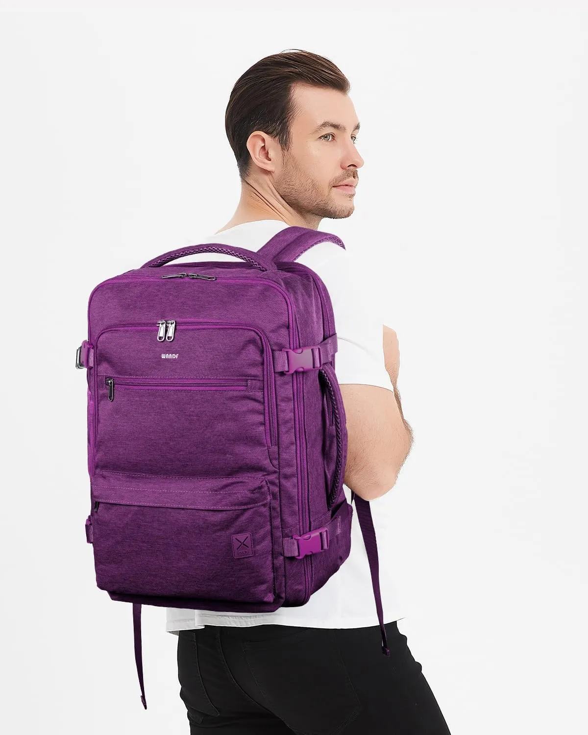 WANDF Travel Backpack For Spirit Airlines Personal Item Bag 18x14x8 with Wet Pocket, 17 Inch Laptop Backpack for Men Women (Deep purple)