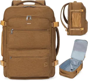 WANDF Travel Backpack For Spirit Airlines Personal Item Bag 18x14x8 with Wet Pocket, 17 Inch Laptop Backpack for Men Women (Earth Yellow)