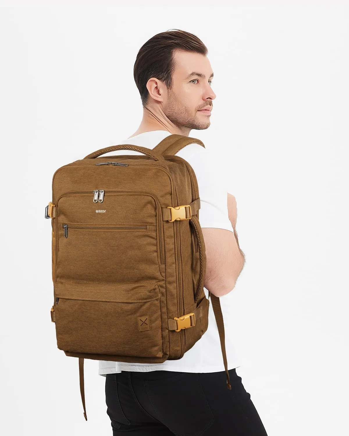 WANDF Travel Backpack For Spirit Airlines Personal Item Bag 18x14x8 with Wet Pocket, 17 Inch Laptop Backpack for Men Women (Earth Yellow)