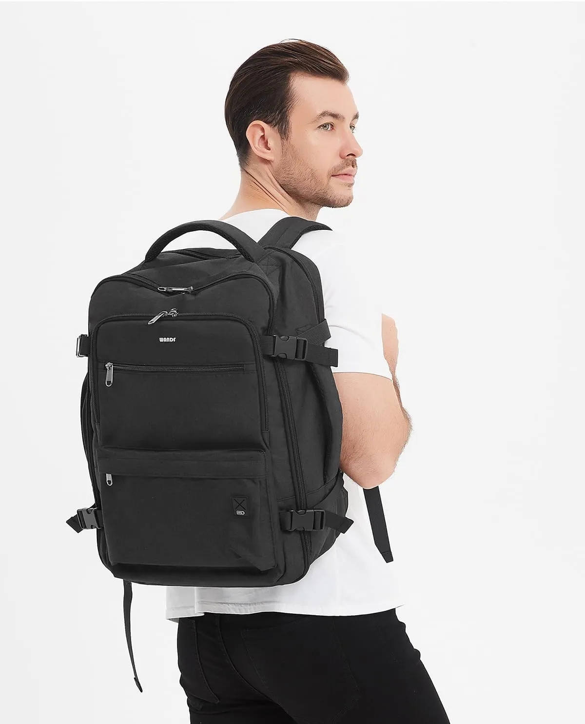 WANDF Travel Backpack For Spirit Airlines Personal Item Bag 18x14x8 with Wet Pocket, 17 Inch Laptop Backpack for Men Women（Black）