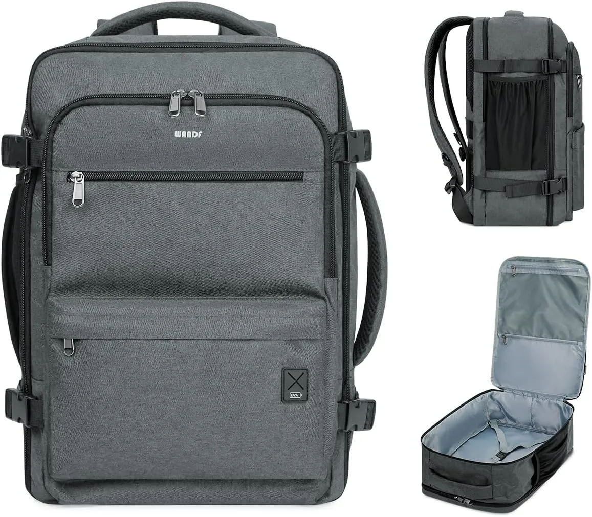 WANDF Travel Backpack For Spirit Airlines Personal Item Bag 18x14x8 with Wet Pocket, 17 Inch Laptop Backpack for Men Women（Grey）