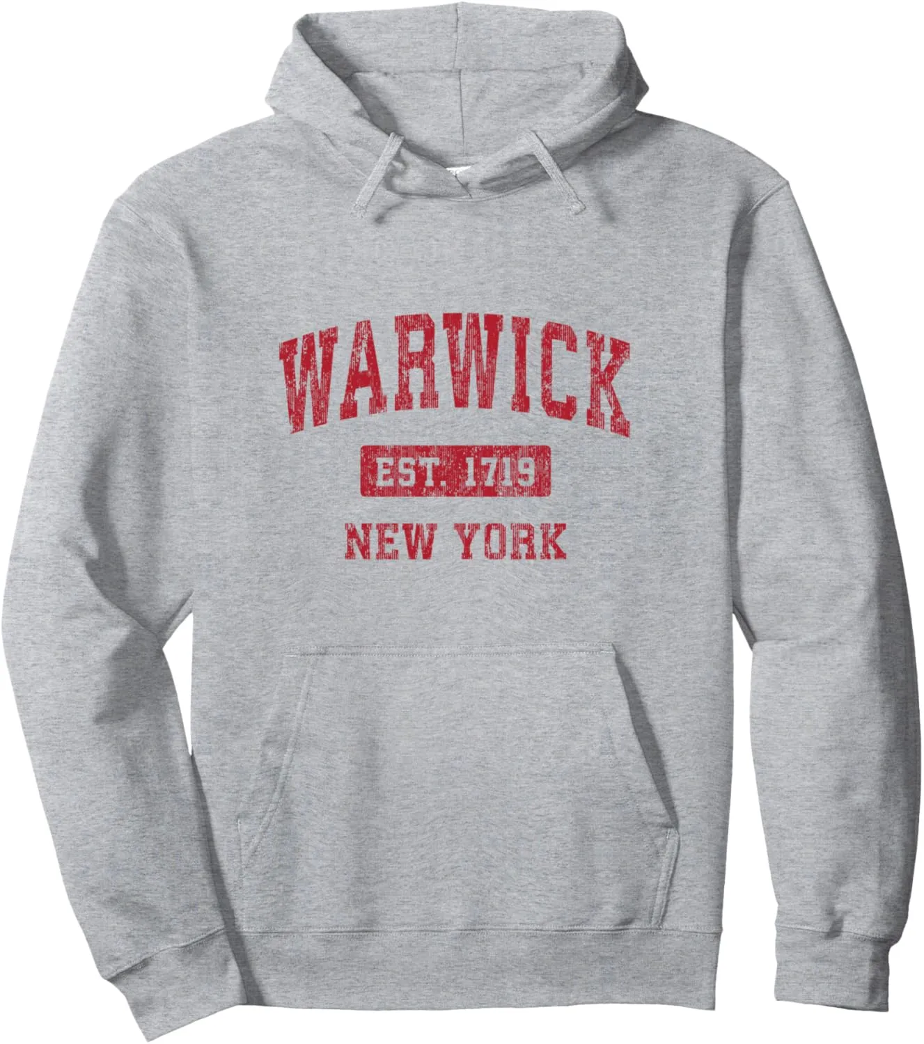 Warwick New York NY Vintage Sports Design Red Design Pullover Hoodie