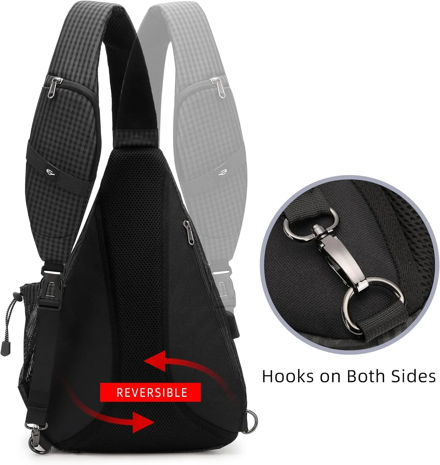 Water-Proof Sling bag/Crossbody Backpack/Shoulder Bag with USB Charging Port for Travel, Hiking, Cycling, Camping