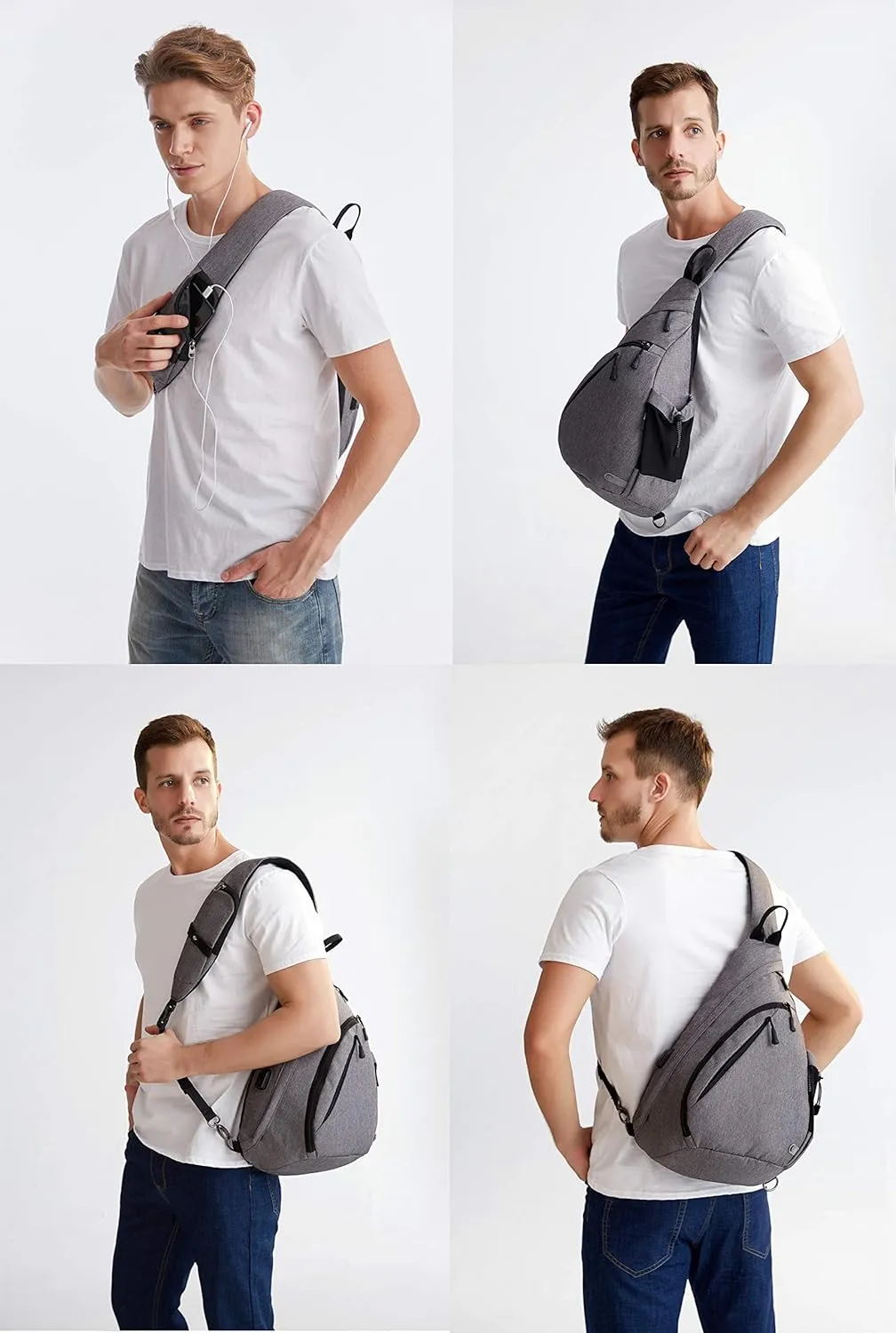 Water-Proof Sling bag/Crossbody Backpack/Shoulder Bag with USB Charging Port for Travel, Hiking, Cycling, Camping