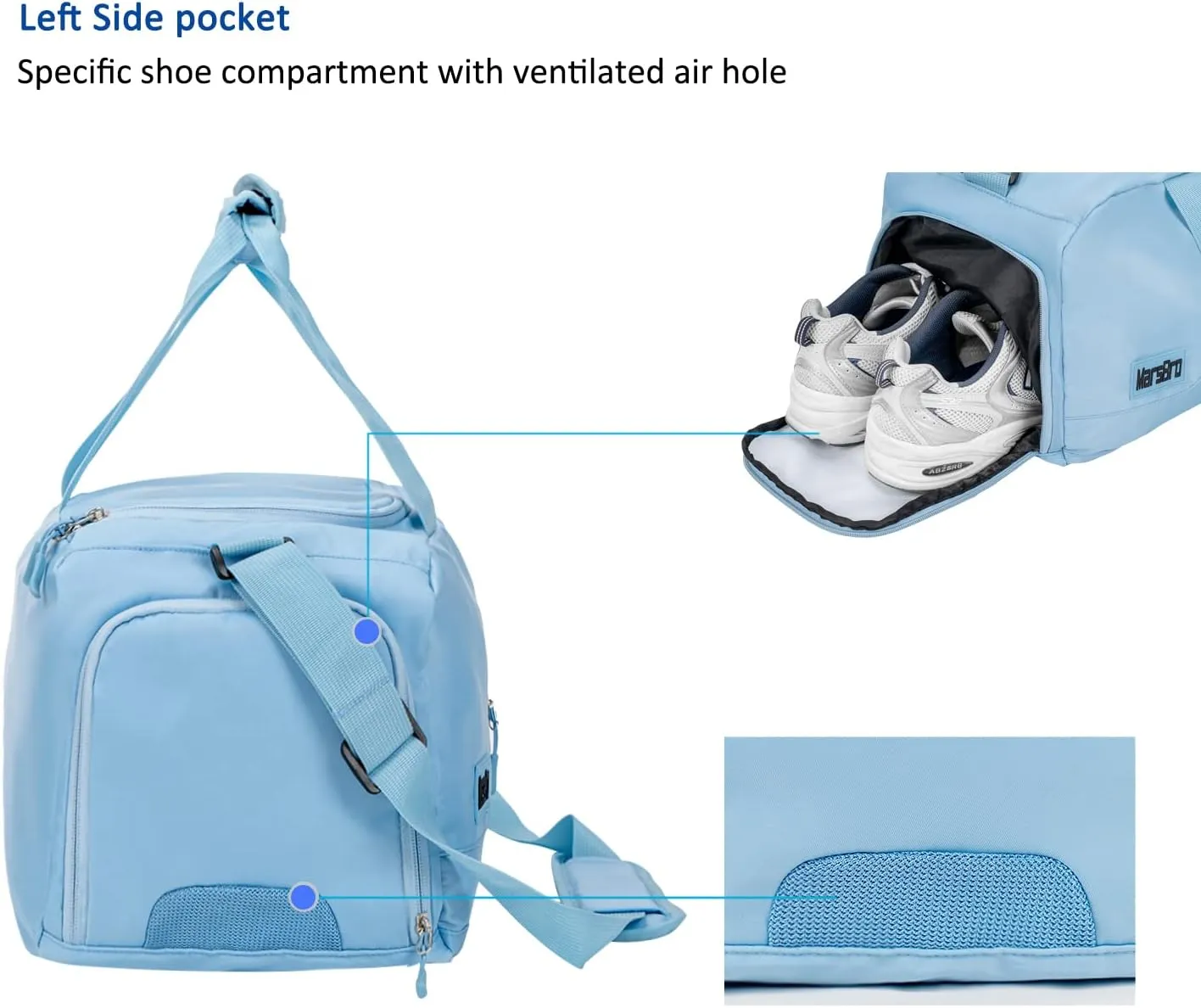 Water Resistant Sports Gym Travel Weekender Duffel Bag with Shoe Compartment